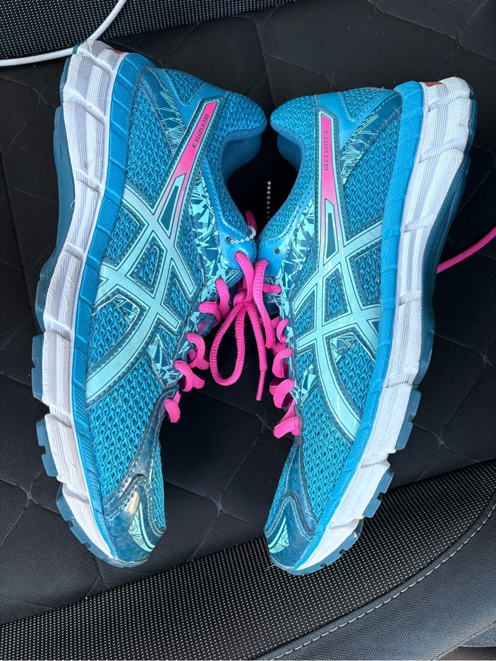 ASICS Women's Teal Athletic Running Shoes with Pink Laces